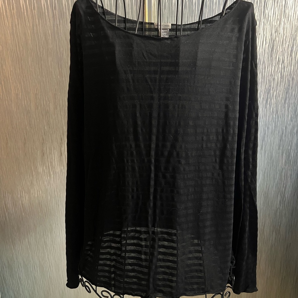 Women's Old Navy Black Sheer Long-Sleeve Top